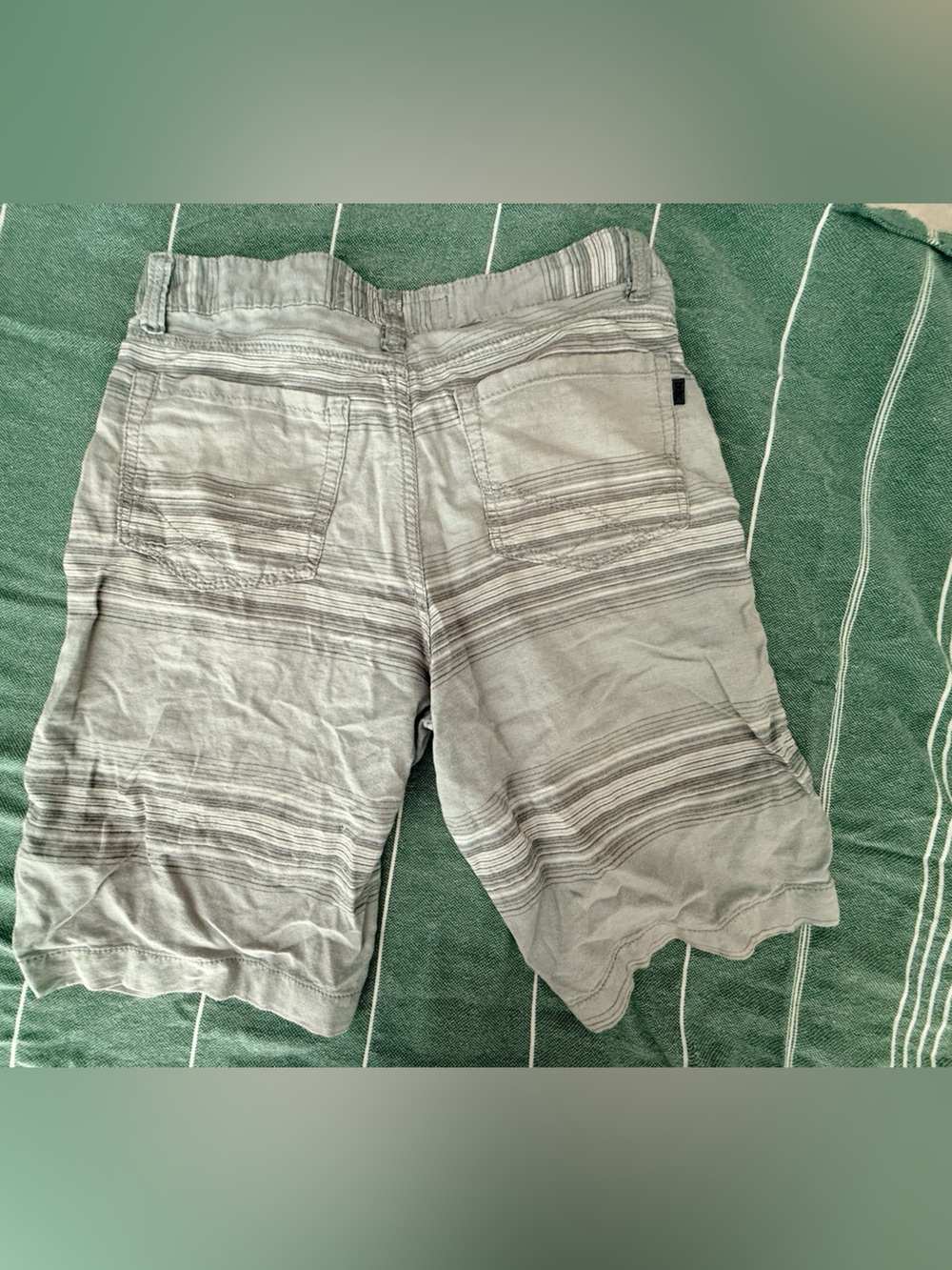 Men's Light Gray Striped Cotton Shorts